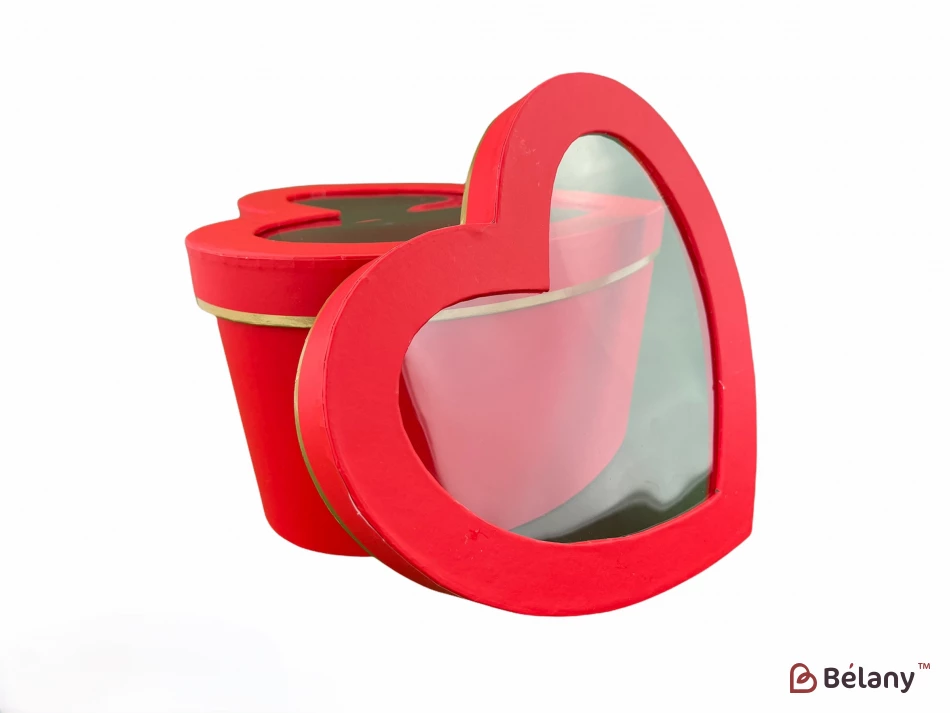 Коробка в форме сердца "Gold edge" красная | 2