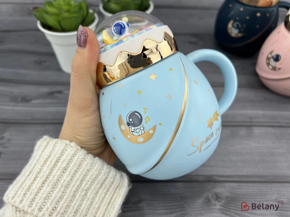 Керамическая чашка "Lost in Space" голубая | 2