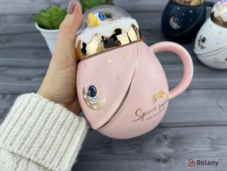 Керамическая чашка "Lost in Space" розовая | 2