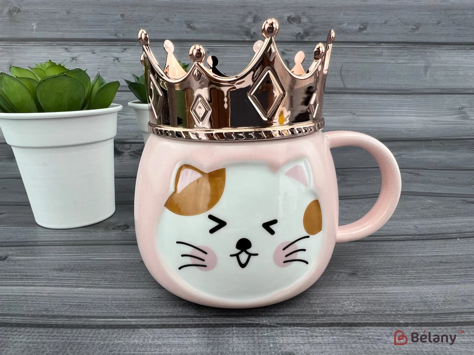 Керамическая чашка "Kitty King" розовая