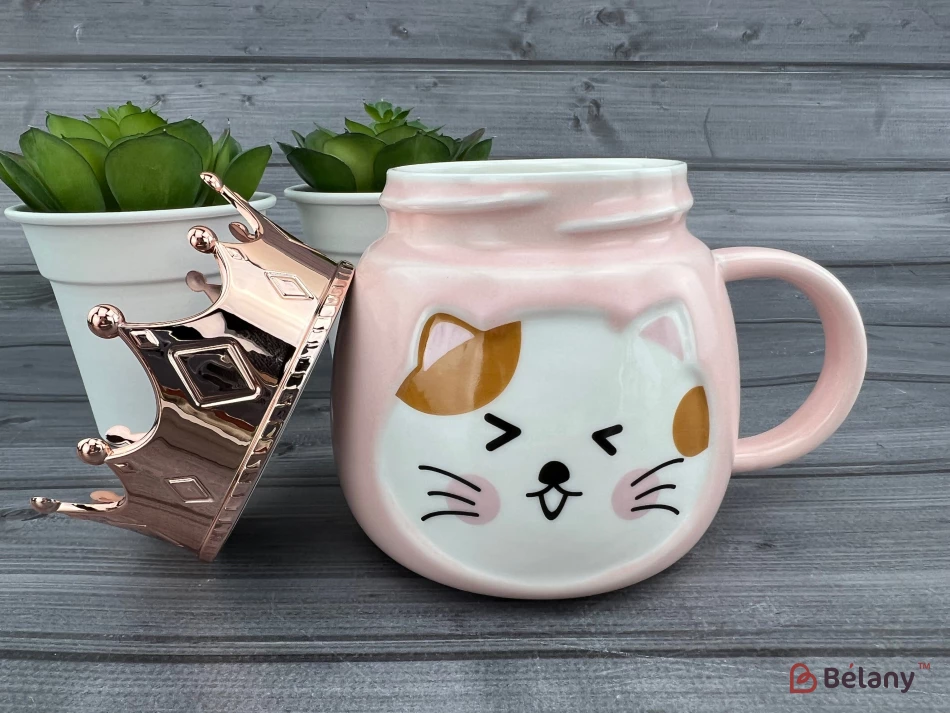 Керамическая чашка "Kitty King" розовая | 2