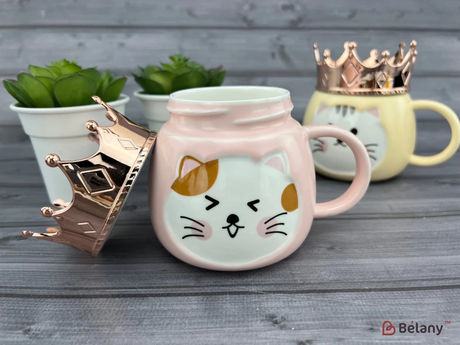 Керамическая чашка "Kitty King" розовая | 5