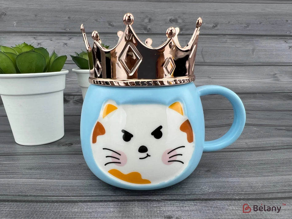 Керамічна чашка "Kitty King" блакитна