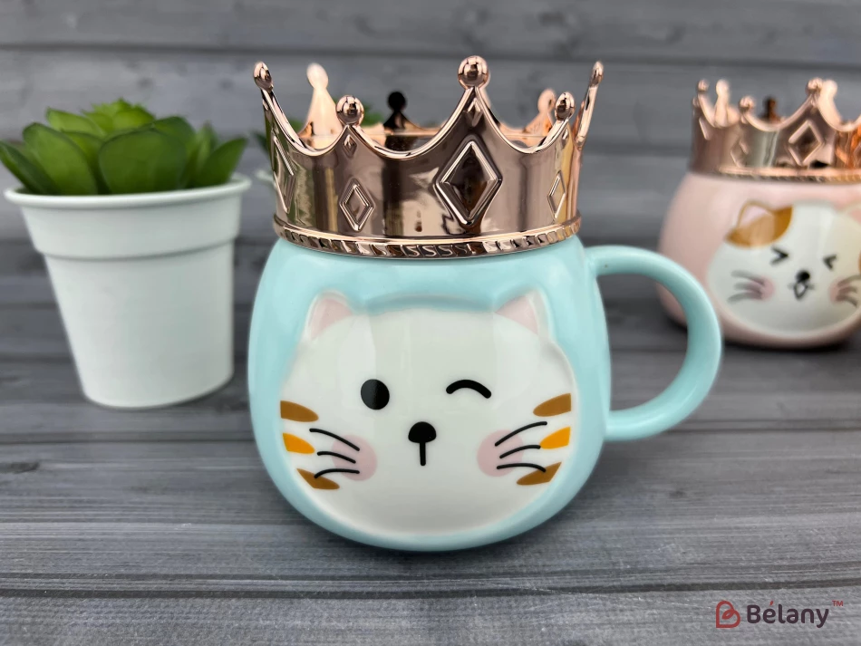 Керамічна чашка "Kitty King" аквамарин