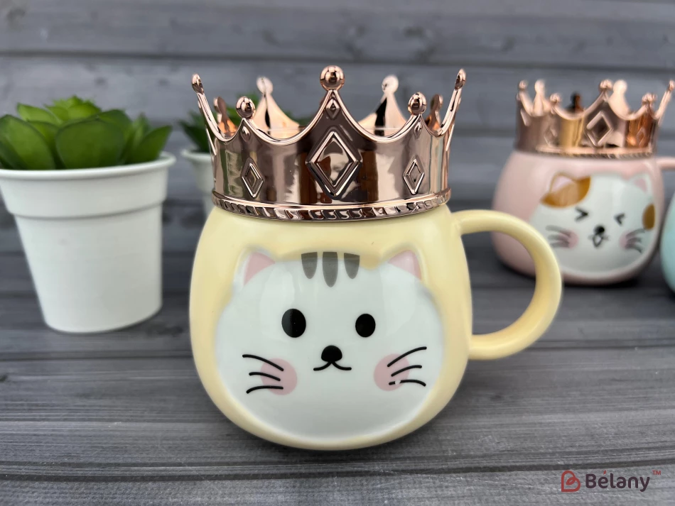 Керамічна чашка "Kitty King" персикова