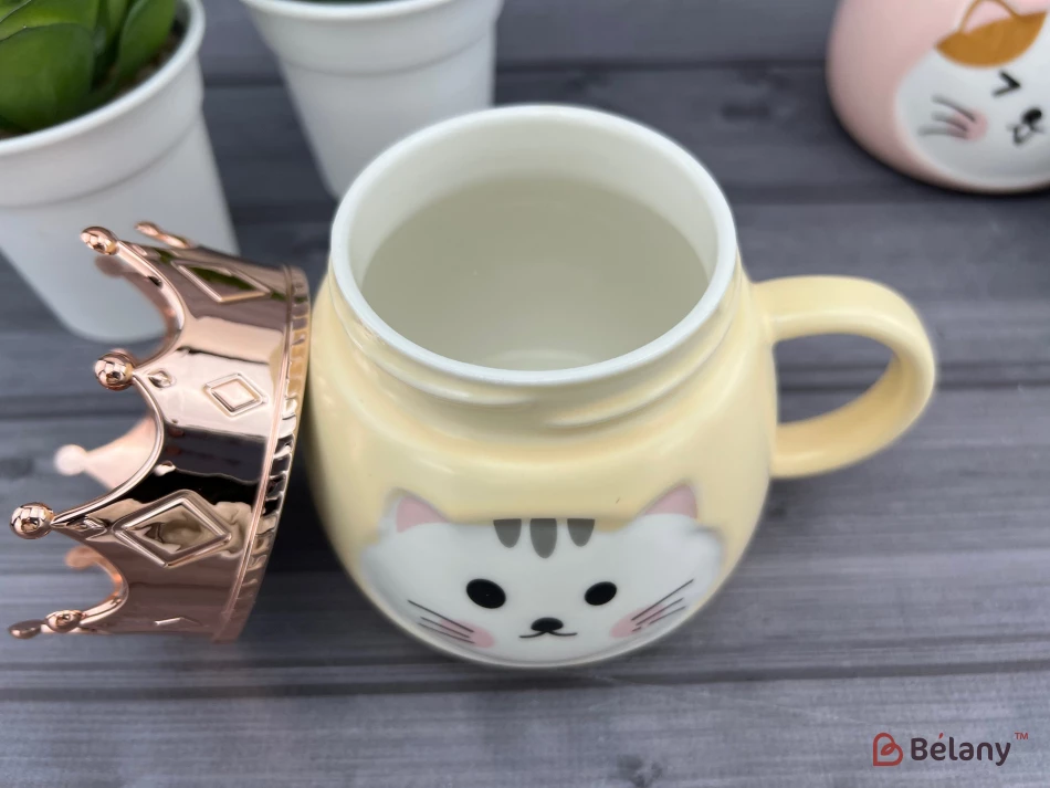 Керамічна чашка "Kitty King" персикова | 3