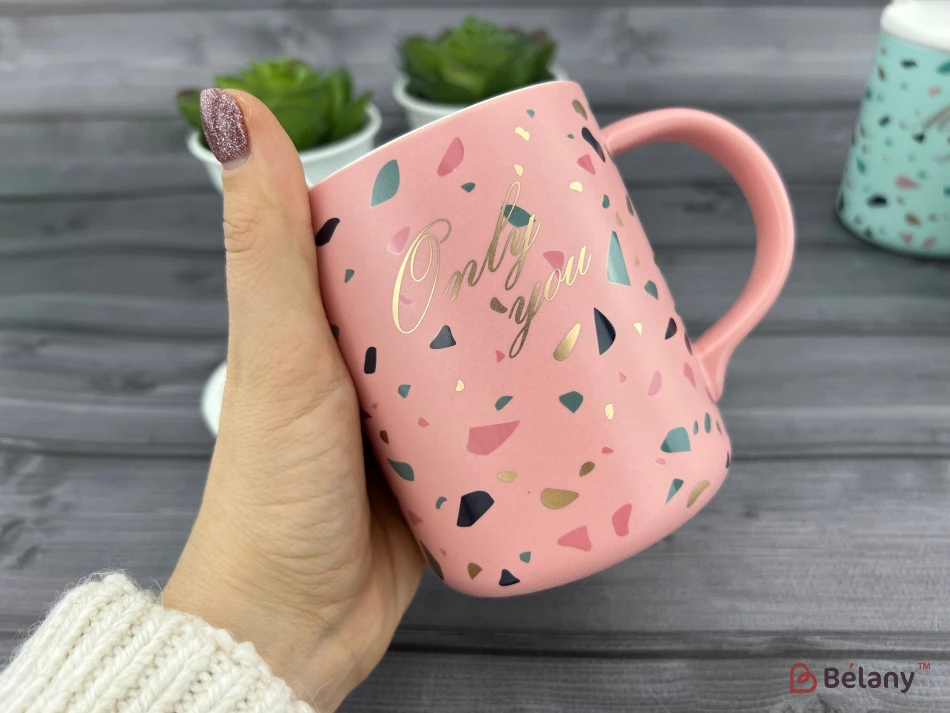 Керамическая чашка "Colory" розовая | 2