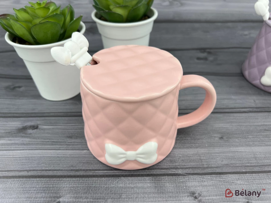 Керамическая чашка "Softy bow" розовая | 3