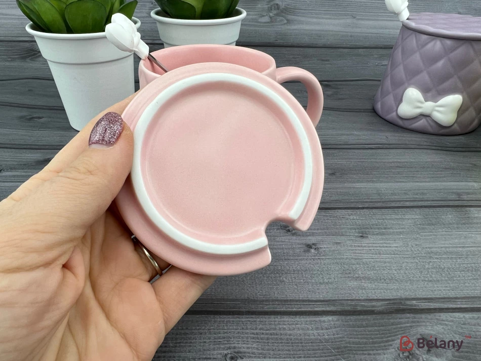 Керамическая чашка "Softy bow" розовая | 4