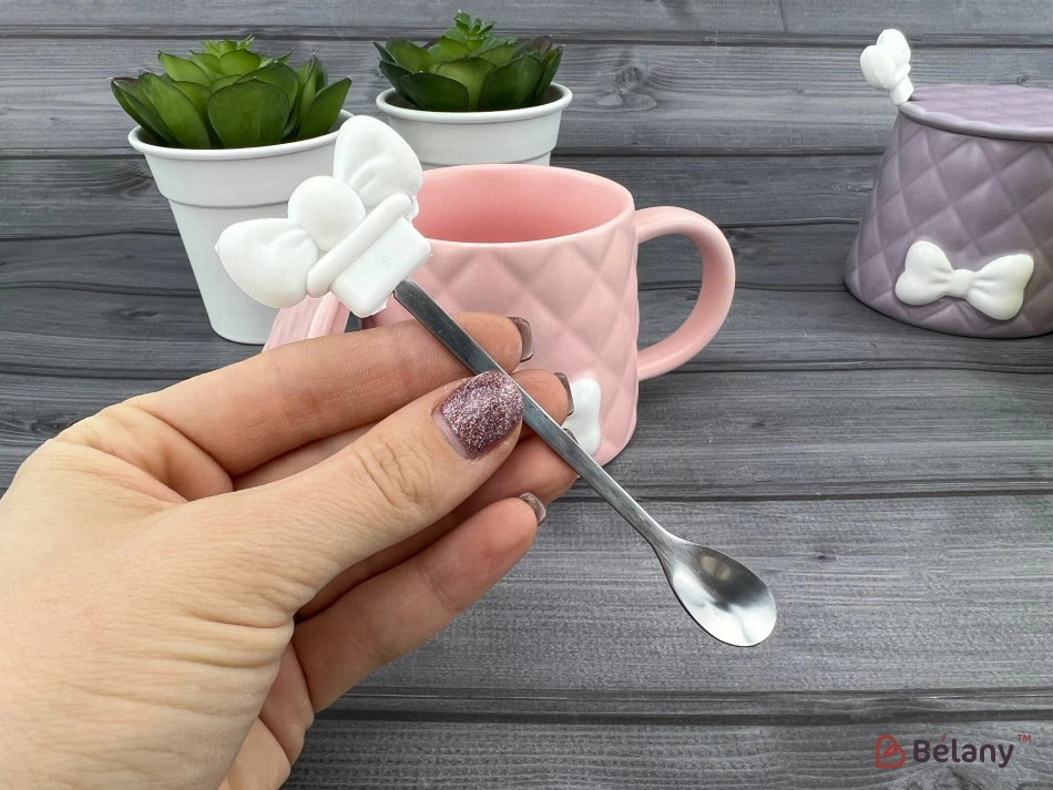 Керамическая чашка "Softy bow" розовая | 6