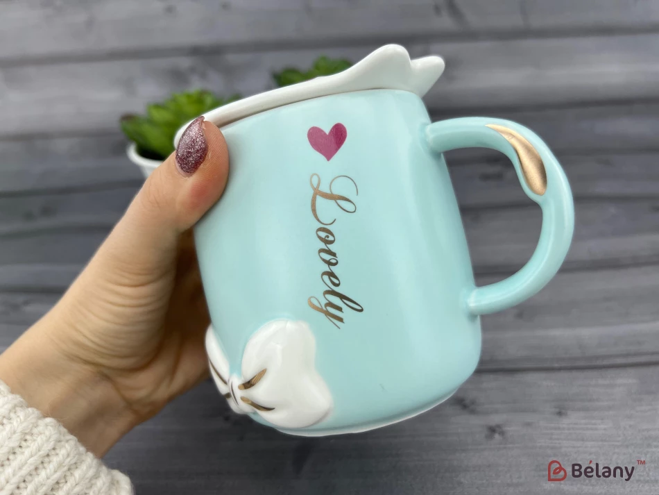 Керамічна чашка "Beauty Ribbon" аквамарин | 2