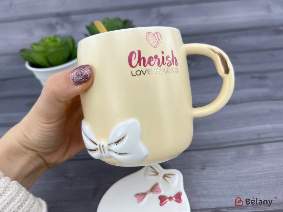 Керамічна чашка "Beauty Ribbon" кремова | 2