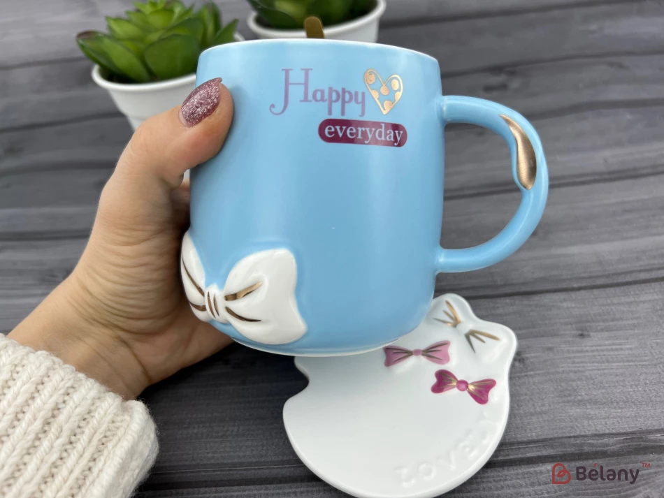 Керамічна чашка "Beauty Ribbon" блакитна | 2