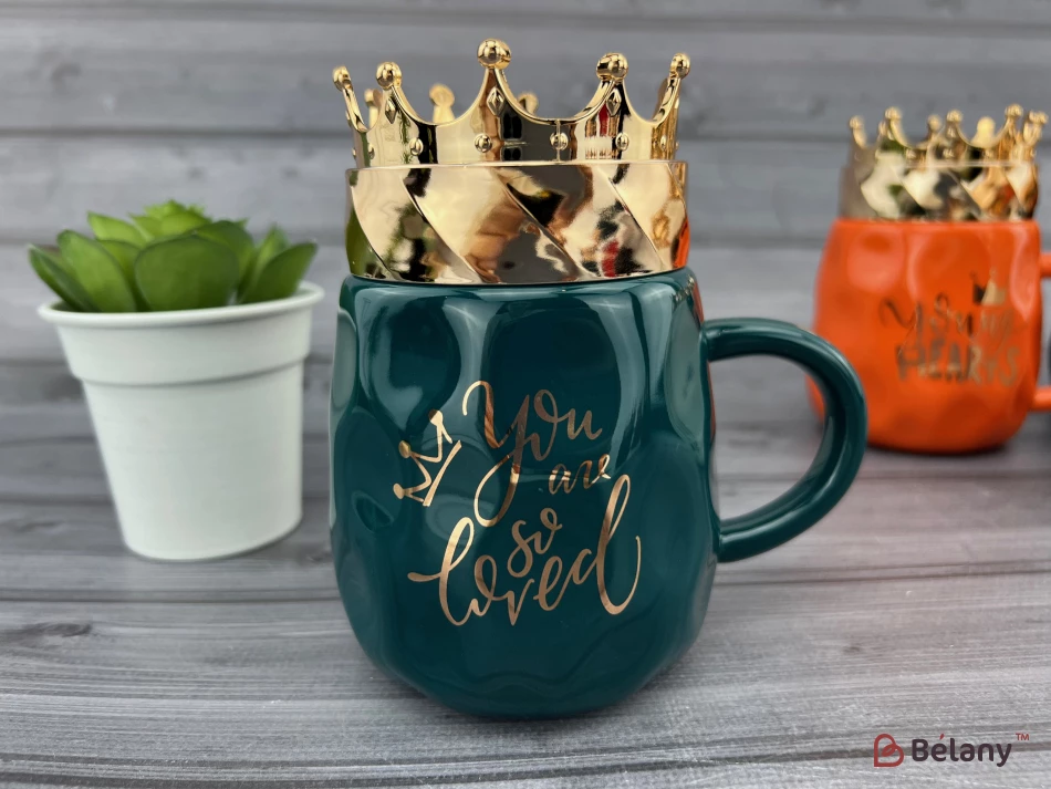 Керамическая чашка "Crowny" зеленая