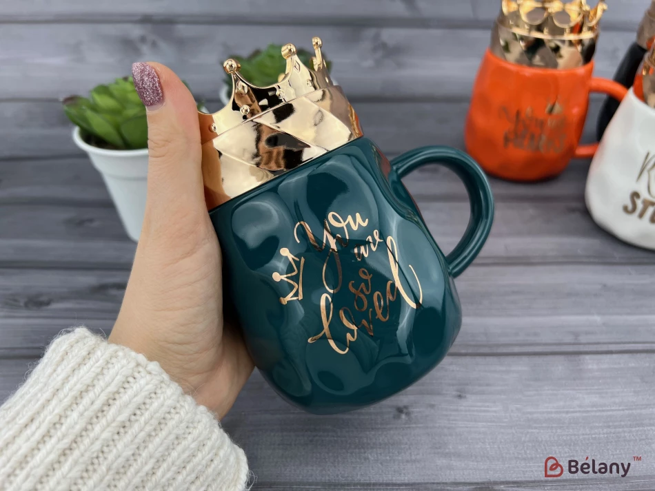 Керамическая чашка "Crowny" зеленая | 2