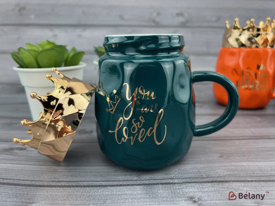 Керамическая чашка "Crowny" зеленая | 4