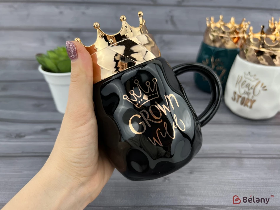 Керамическая чашка "Crowny" черная | 2