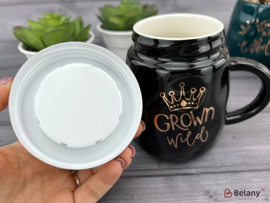 Керамическая чашка "Crowny" черная | 4