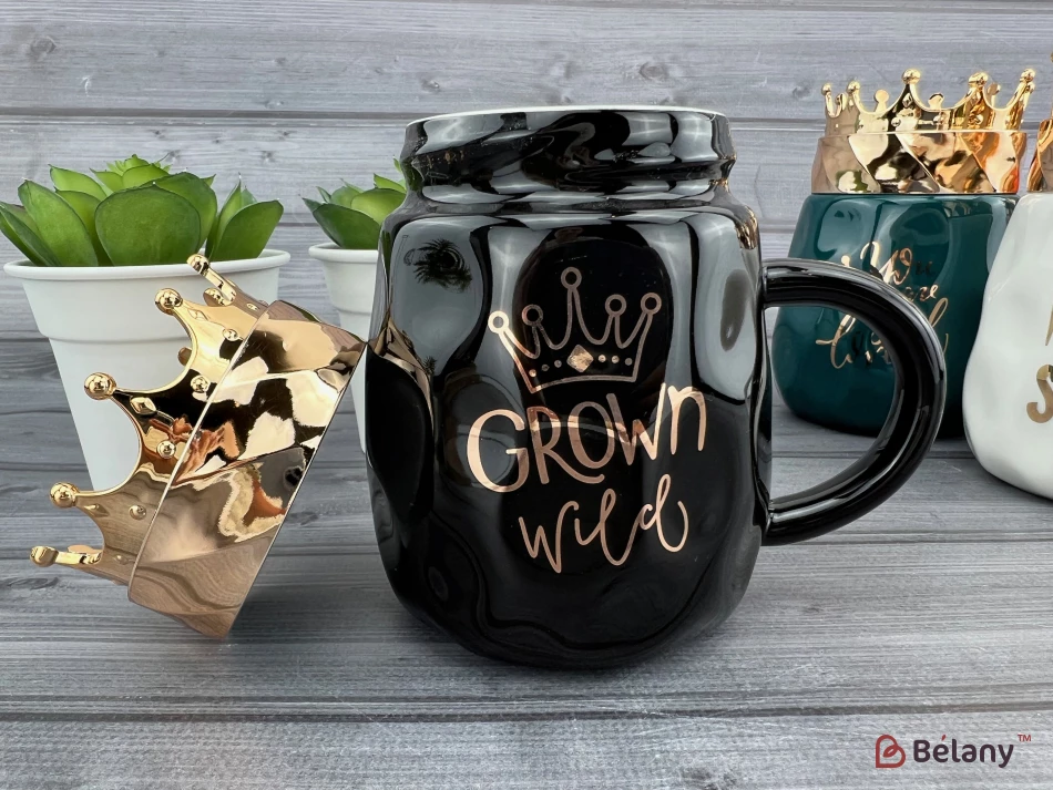 Керамическая чашка "Crowny" черная | 5