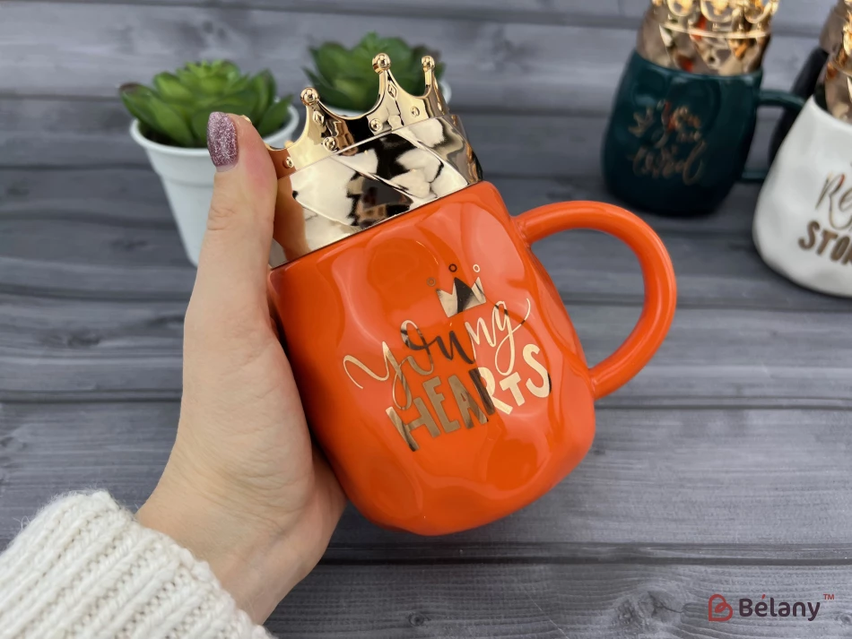 Керамическая чашка "Crowny" оранж | 2