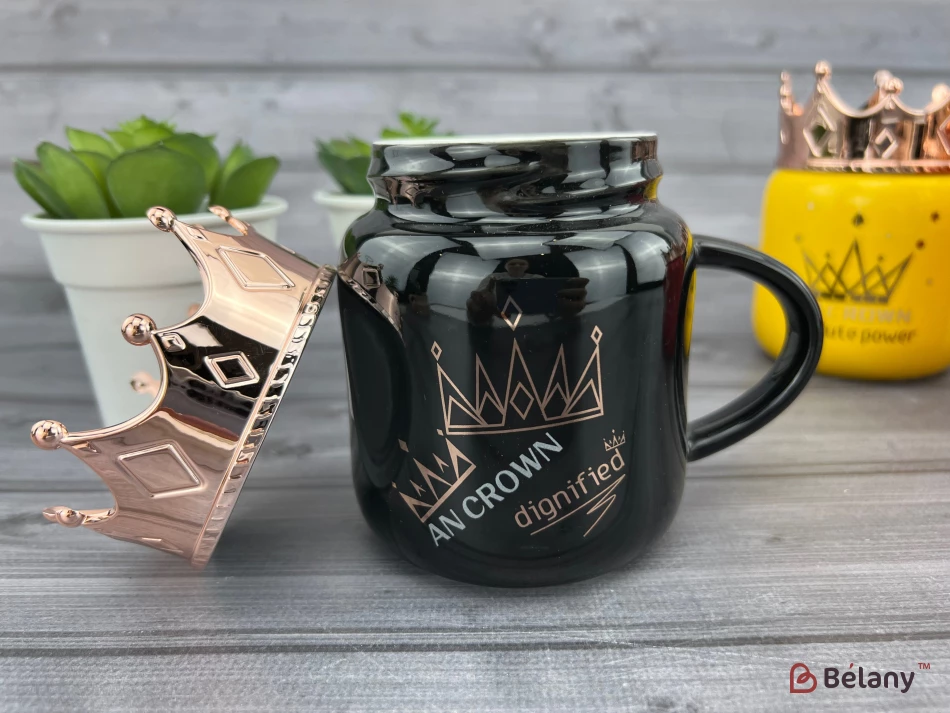 Керамическая чашка "An Krown" черная | 4