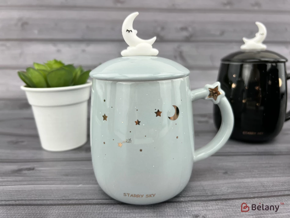 Керамическая чашка "Starry sky" сизая
