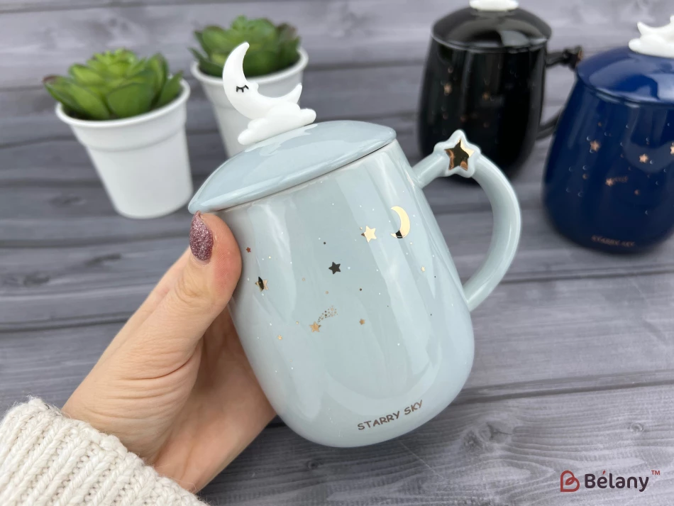 Керамическая чашка "Starry sky" сизая | 2