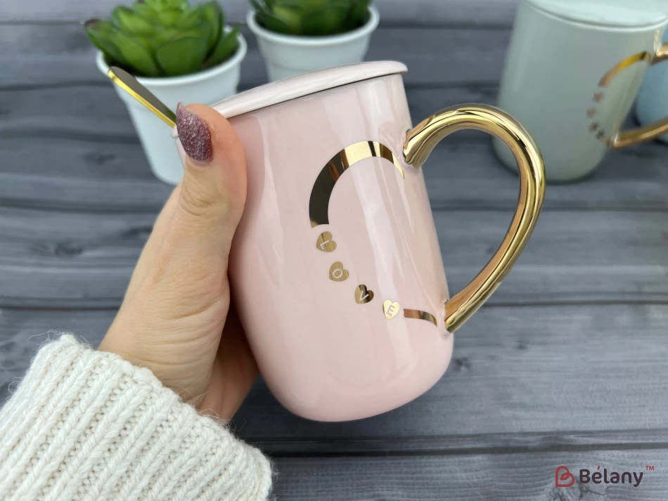 Керамическая чашка "Half Heart" розовая | 2