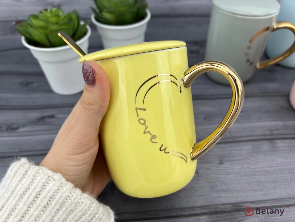 Керамічна чашка "Half Heart" жовта | 2