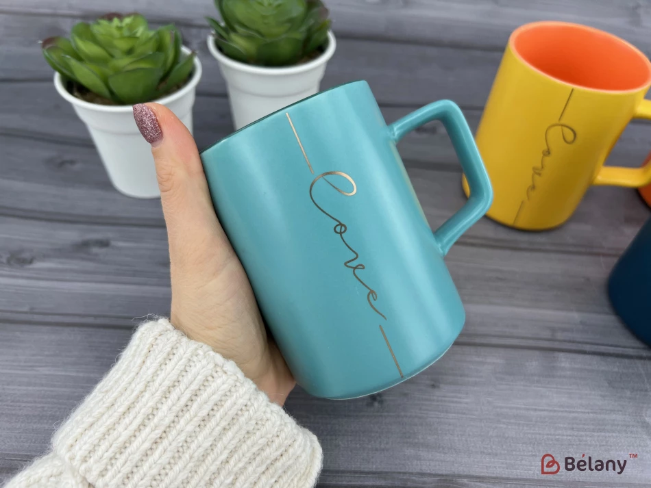 Керамическая чашка "Deep Love" голубая | 2