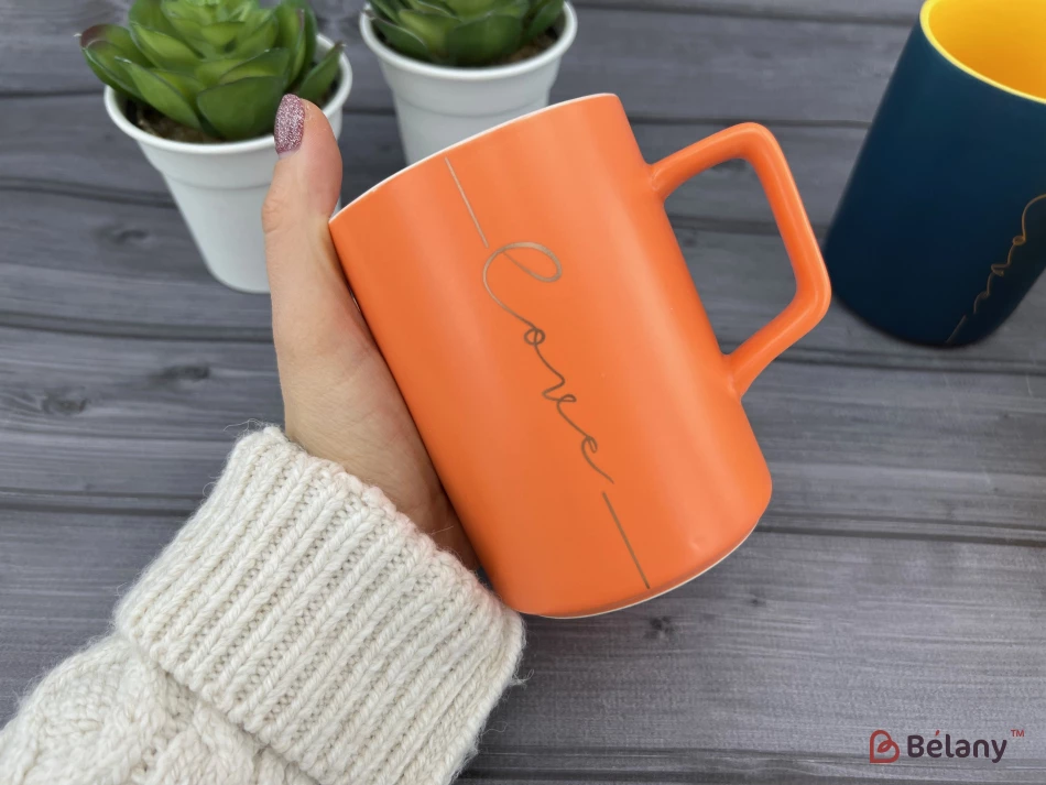 Керамическая чашка "Deep Love" морковный | 2