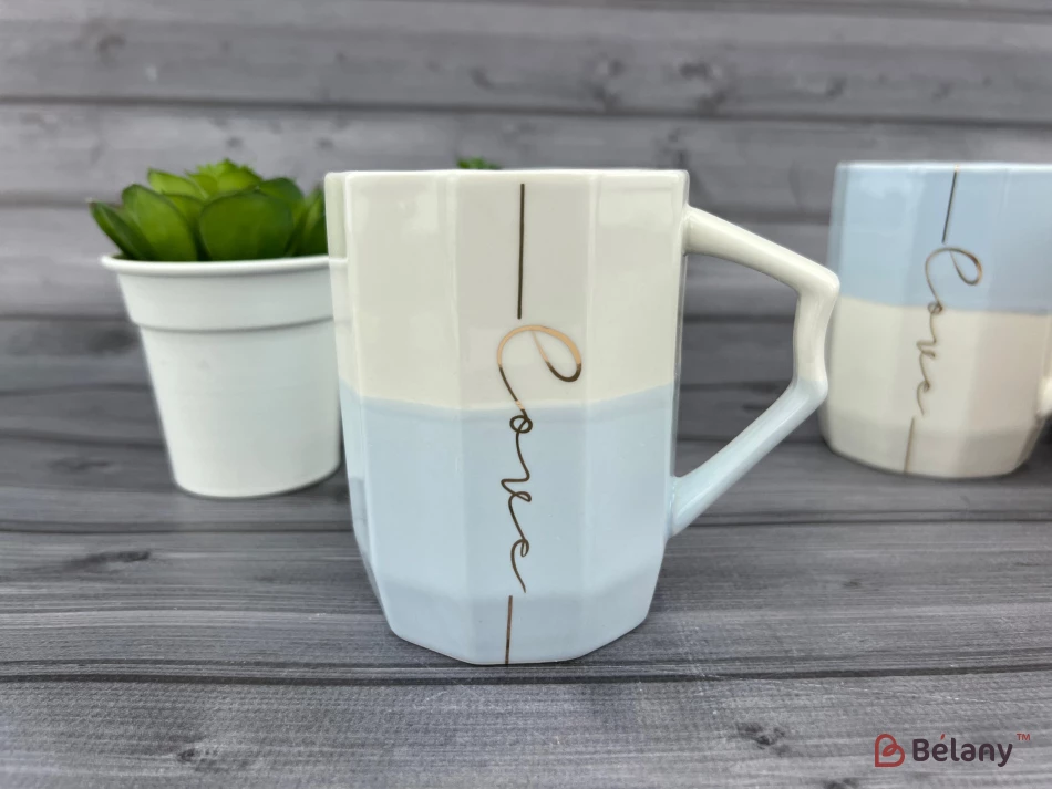 Керамическая чашка "Up Color" бело-голубая