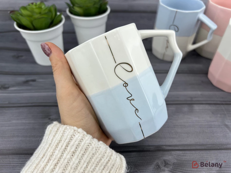 Керамическая чашка "Up Color" бело-голубая | 2