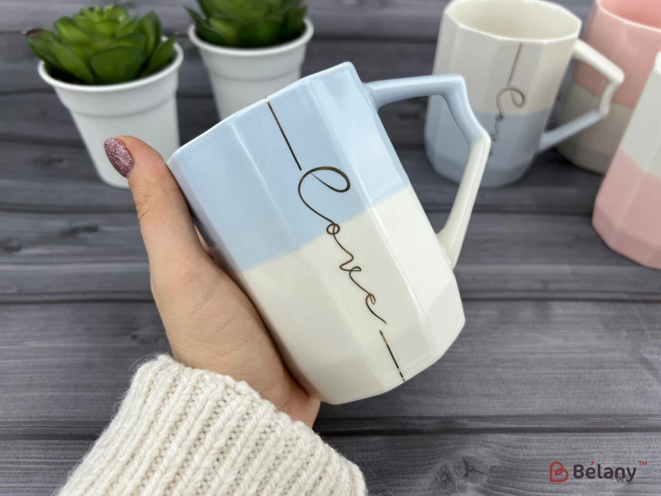 Керамическая чашка "Up Color" голубо-белая | 2