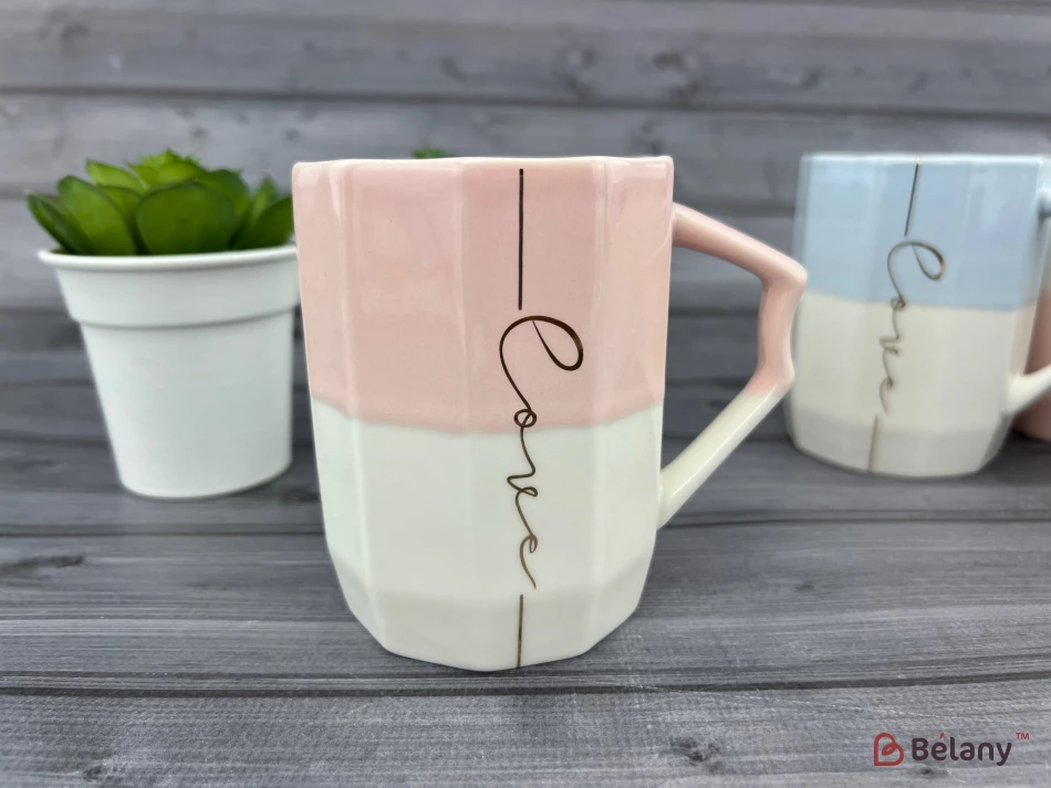 Керамическая чашка "Up Color" розово-белая