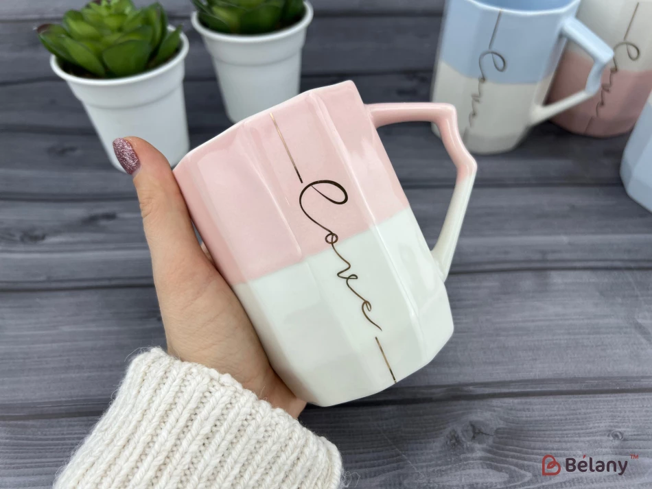 Керамическая чашка "Up Color" розово-белая | 2