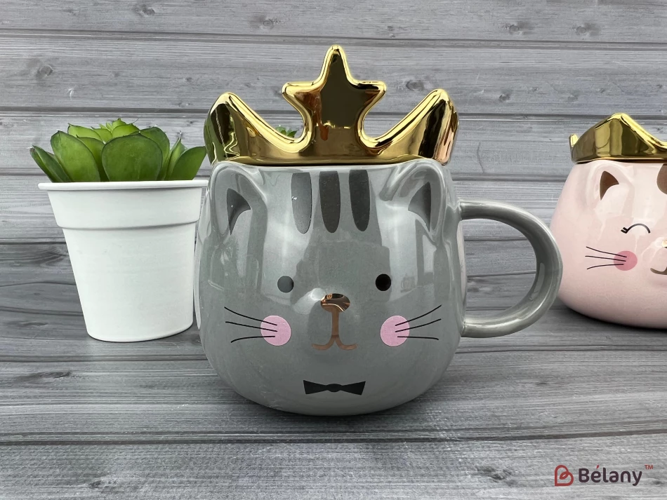 Керамическая чашка "Mouse prince" серая