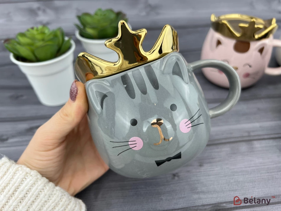 Керамическая чашка "Mouse prince" серая | 2