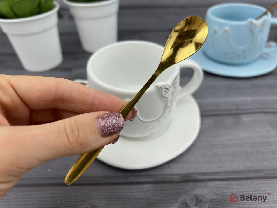 Керамическая чашка с блюдцем "Fishcat" белая | 5