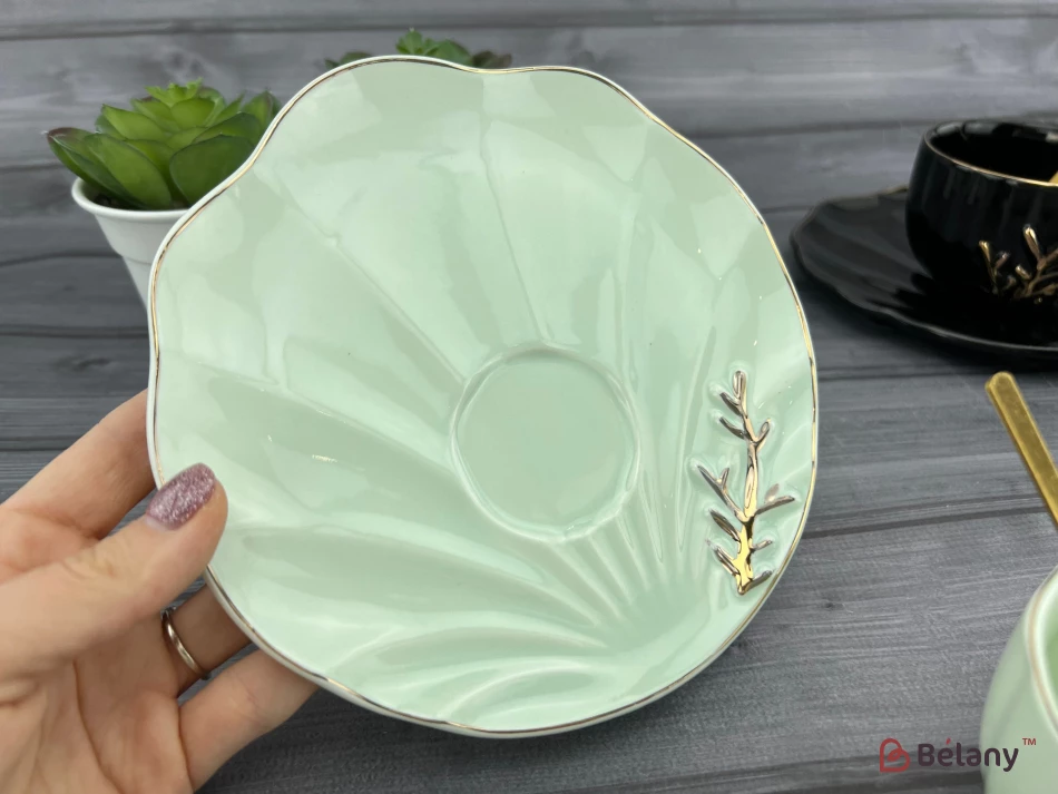 Керамическая чашка с блюдцем "Reef" ментол | 4