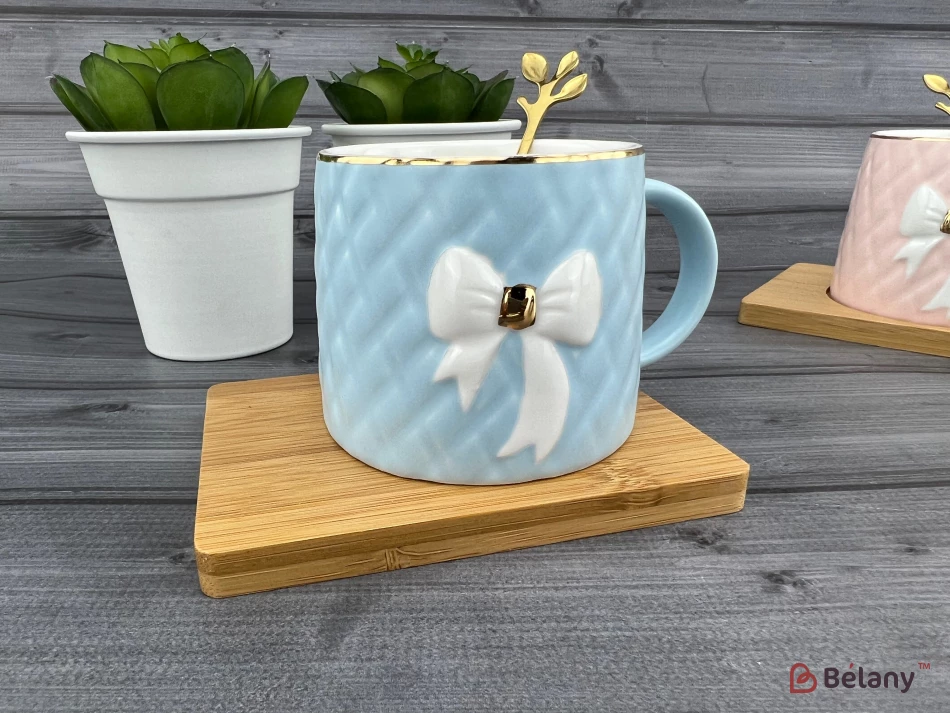 Керамічна чашка із блюдцем "Soft cup" блакитна