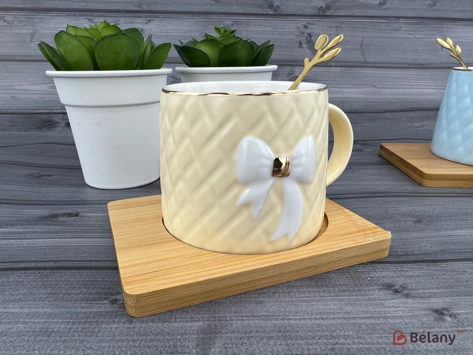 Керамічна чашка із блюдцем "Soft cup" кремова