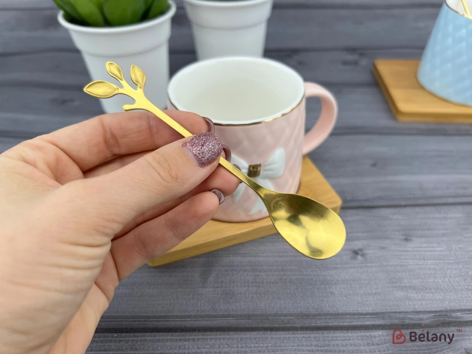 Керамическая чашка с блюдцем "Soft cup" розовая | 3