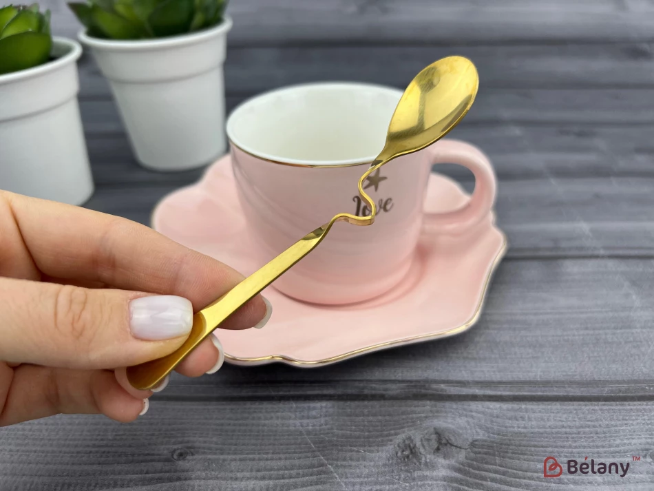 Керамическая чашка с блюдцем "Color Shell" розовая | 4