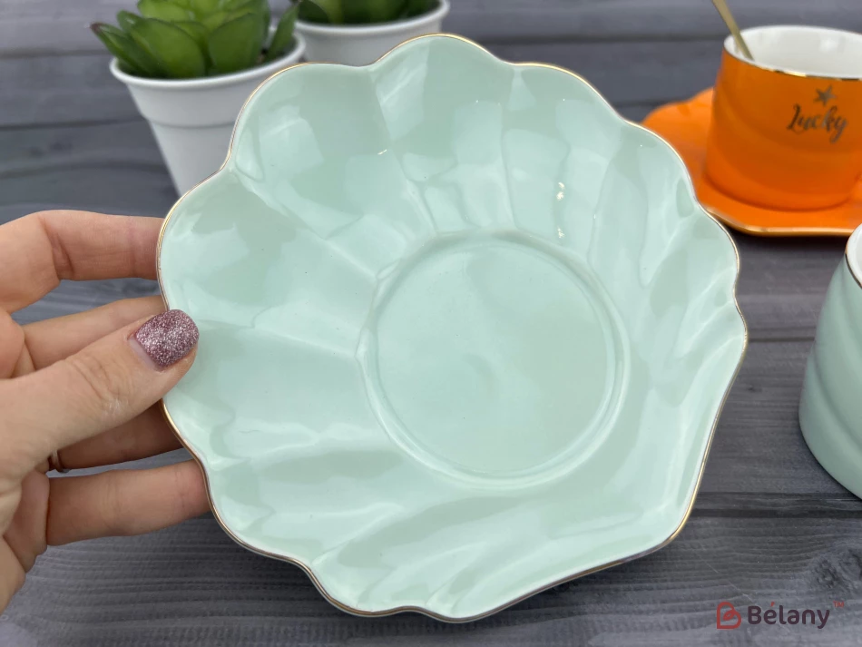 Керамічна чашка з блюдцем "Color Shell" ментол | 4