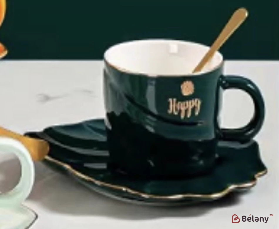 Керамічна чашка із блюдцем "Color Shell" смарагд