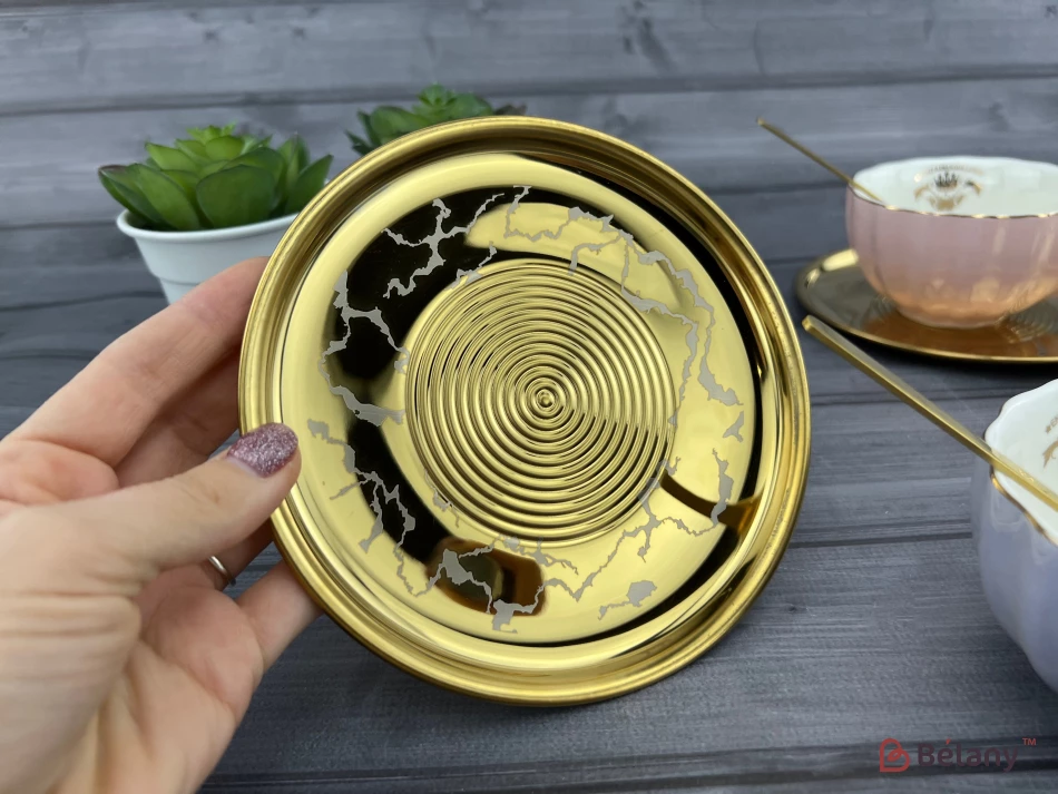 Керамическая чашка с блюдцем "Honnestly" лиловая | 4