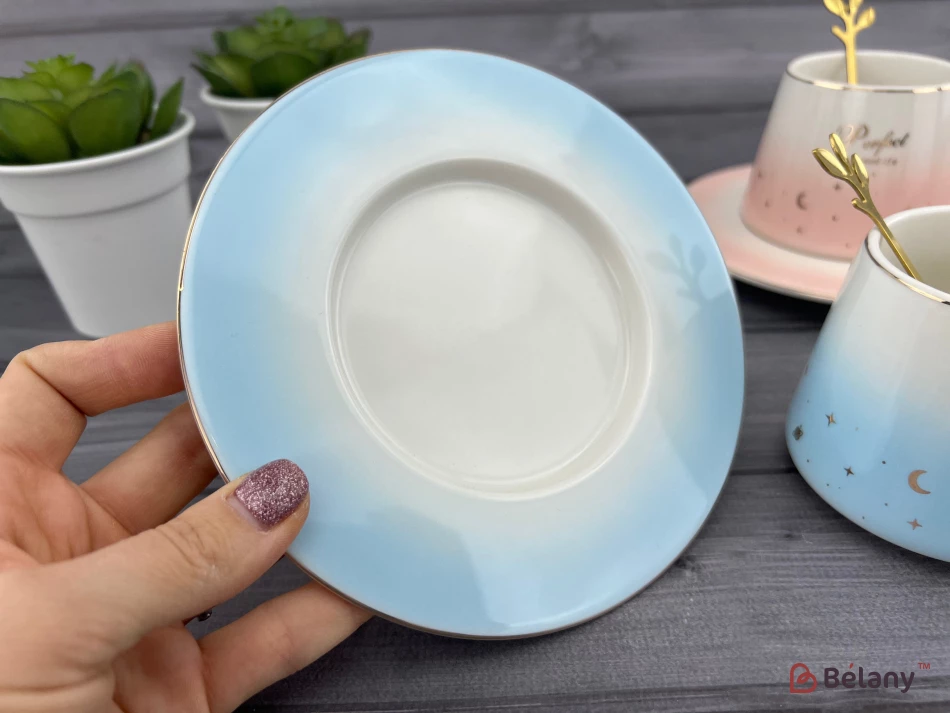 Керамічна чашка із блюдцем "Perfect" блакитна | 3