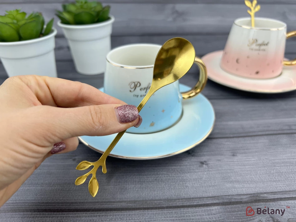 Керамічна чашка із блюдцем "Perfect" блакитна | 5