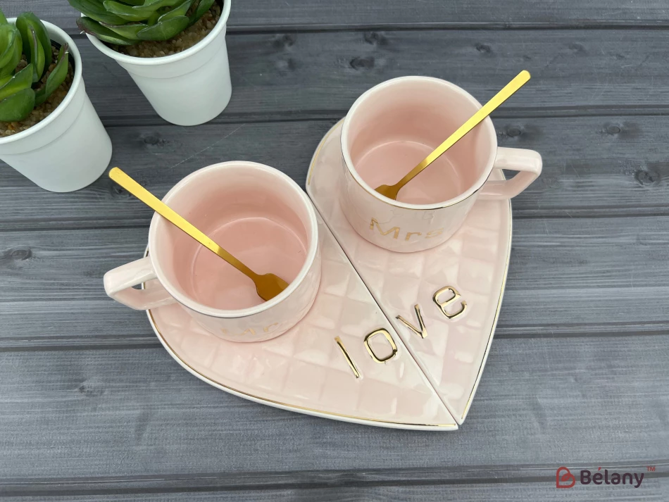 Керамическая чашка с блюдцем "One whole" розовая | 4